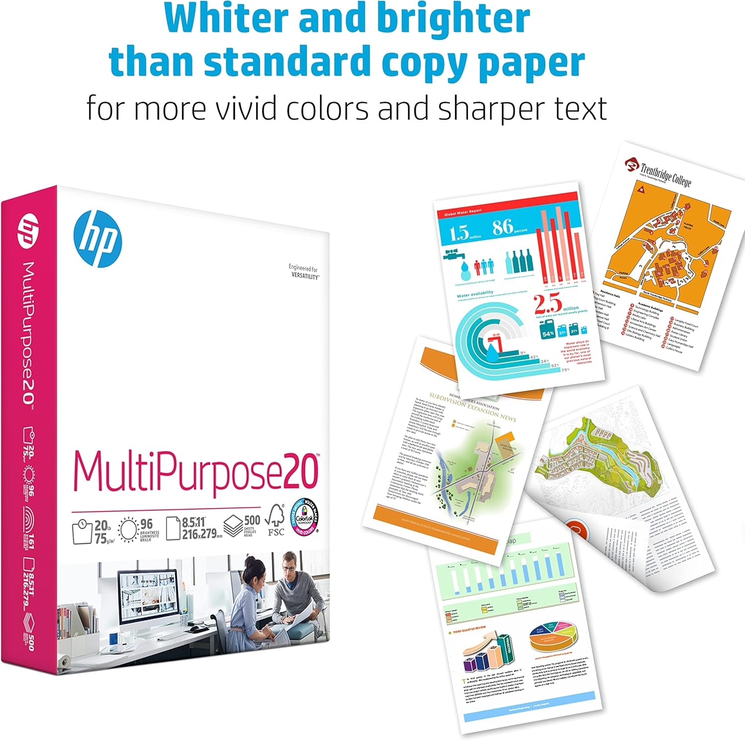 image:imageHP Papers 85 x 11 Paper MultiPurpose 20 lb 1 Pallet 80 Cartons 200000 Sheets 96 Bright Made in USA FSC Certified 115100P1 Ream 500 Sheets