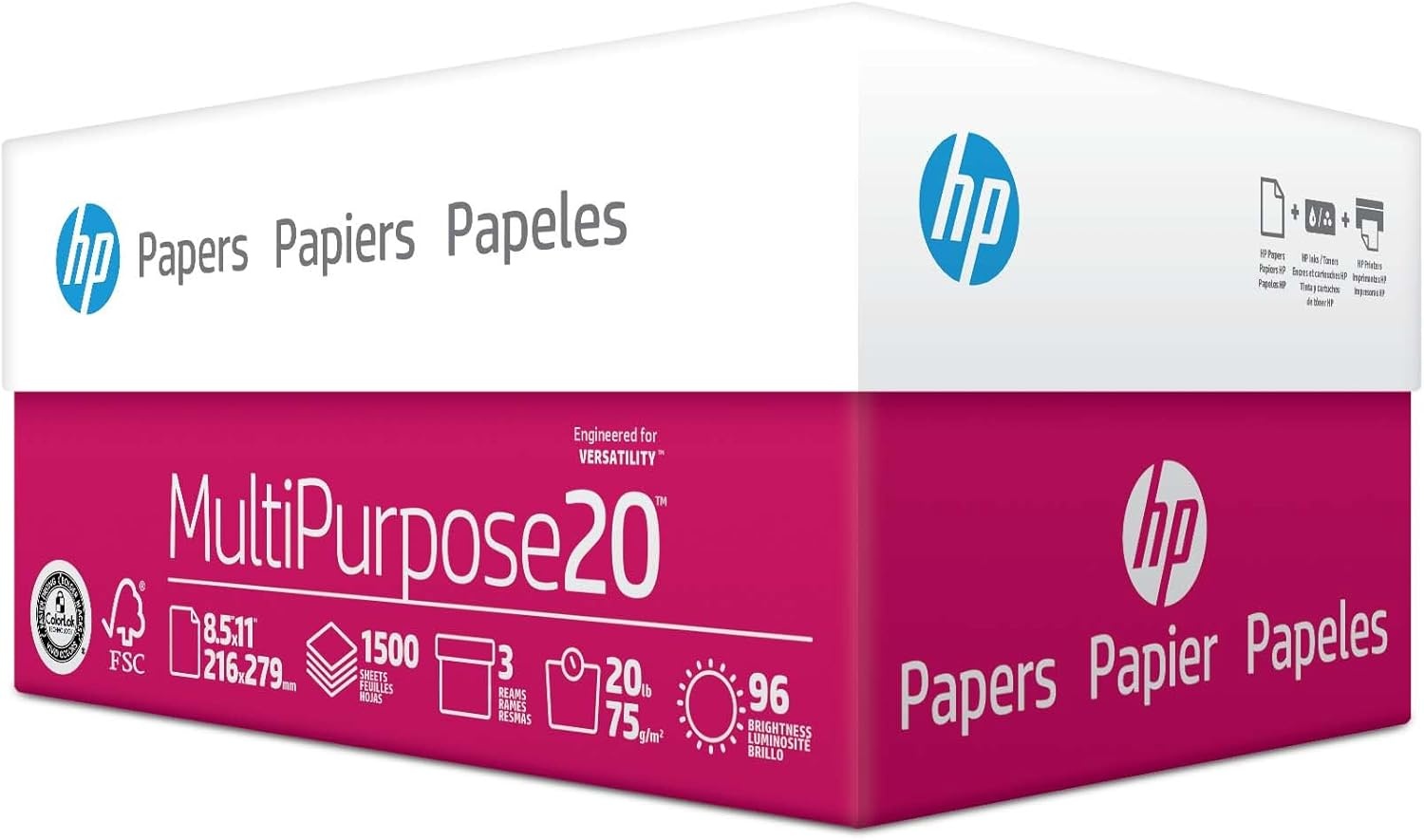 image:imageHP Papers 85 x 11 Paper MultiPurpose 20 lb 1 Pallet 80 Cartons 200000 Sheets 96 Bright Made in USA FSC Certified 115100P3 Ream 1500 Sheets