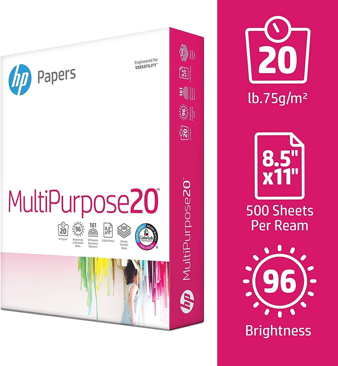 image:imageHP Papers 85 x 11 Paper MultiPurpose 20 lb 1 Pallet 80 Cartons 200000 Sheets 96 Bright Made in USA FSC Certified 115100PPallet 10 ream cartons 200000 Sheets