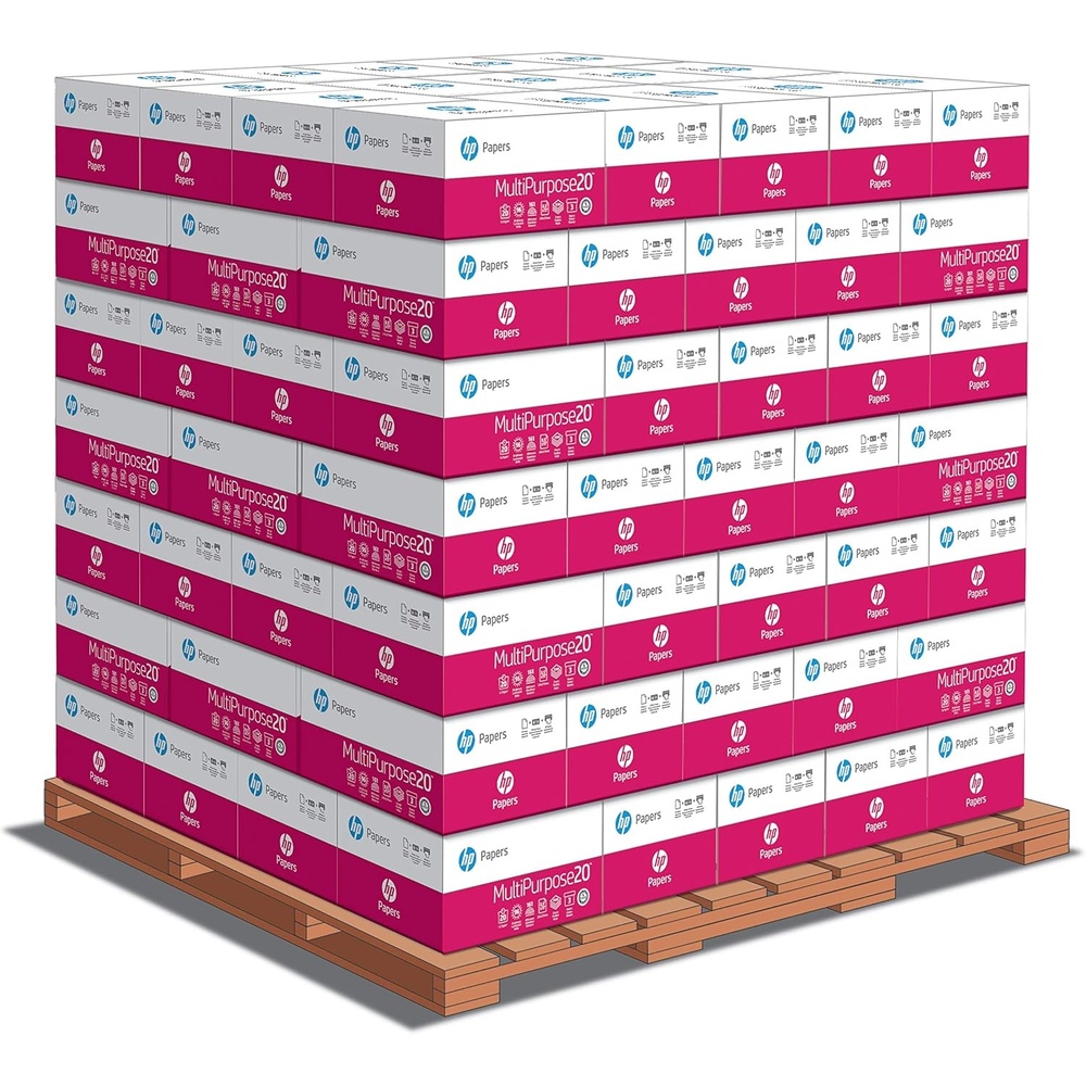 image:imageHP Papers 85 x 11 Paper MultiPurpose 20 lb 1 Pallet 80 Cartons 200000 Sheets 96 Bright Made in USA FSC Certified 115100PPallet 3 ream cartons 168000 Sheets