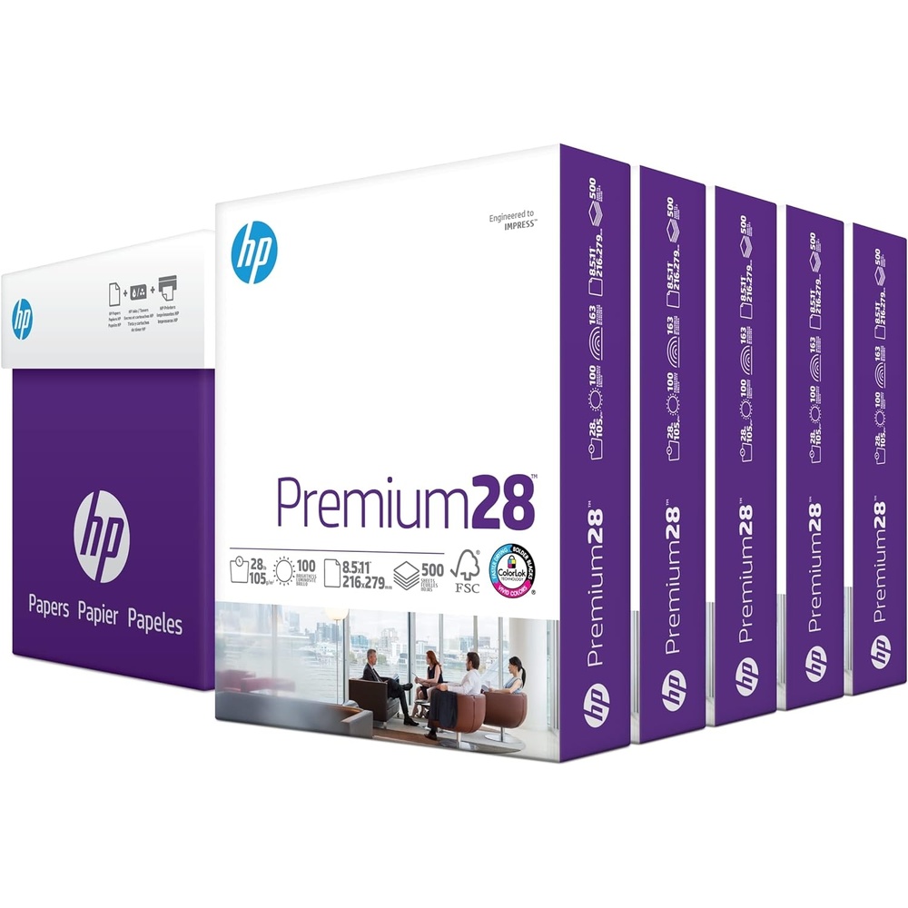 image:imageHP Printer Paper 85 x 11 Paper Premium 24 lb 1 Ream 500 Sheets 100 Bright Made in USA FSC Certified 112400R5 Ream 2500 Sheets