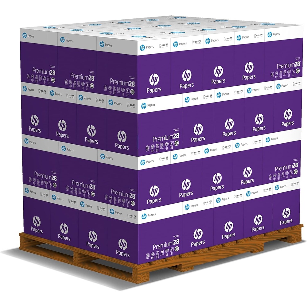 image:imageHP Printer Paper 85 x 11 Paper Premium 24 lb 1 Ream 500 Sheets 100 Bright Made in USA FSC Certified 112400R60 Case Pallet 150 000 Sheets