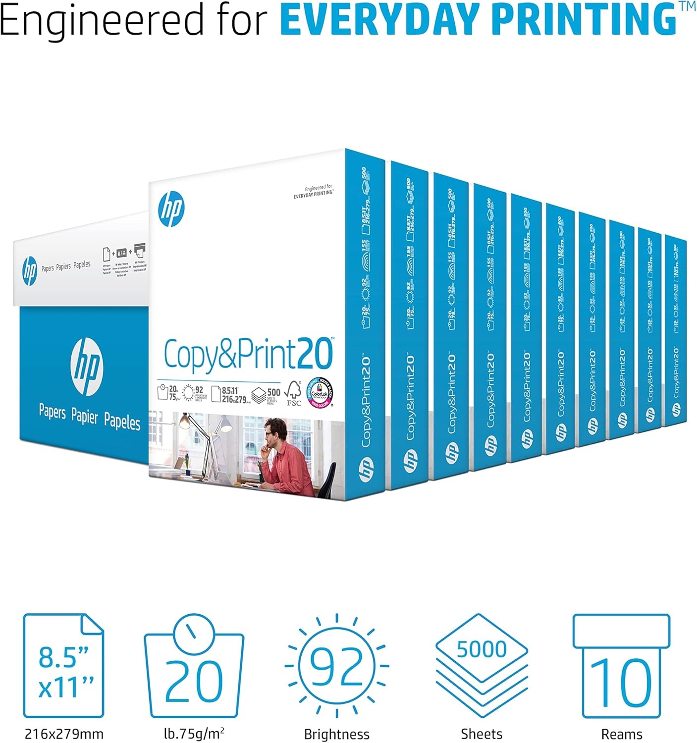 image:imageHP Papers Printer Paper 85 x 11 Paper Copy ampPrint 20 lb 80 Case Pallet 192000 Sheets 6 Pack Case 2400 Sheets FSC Certified 800350P200010P10 Pack 5000 Sheets
