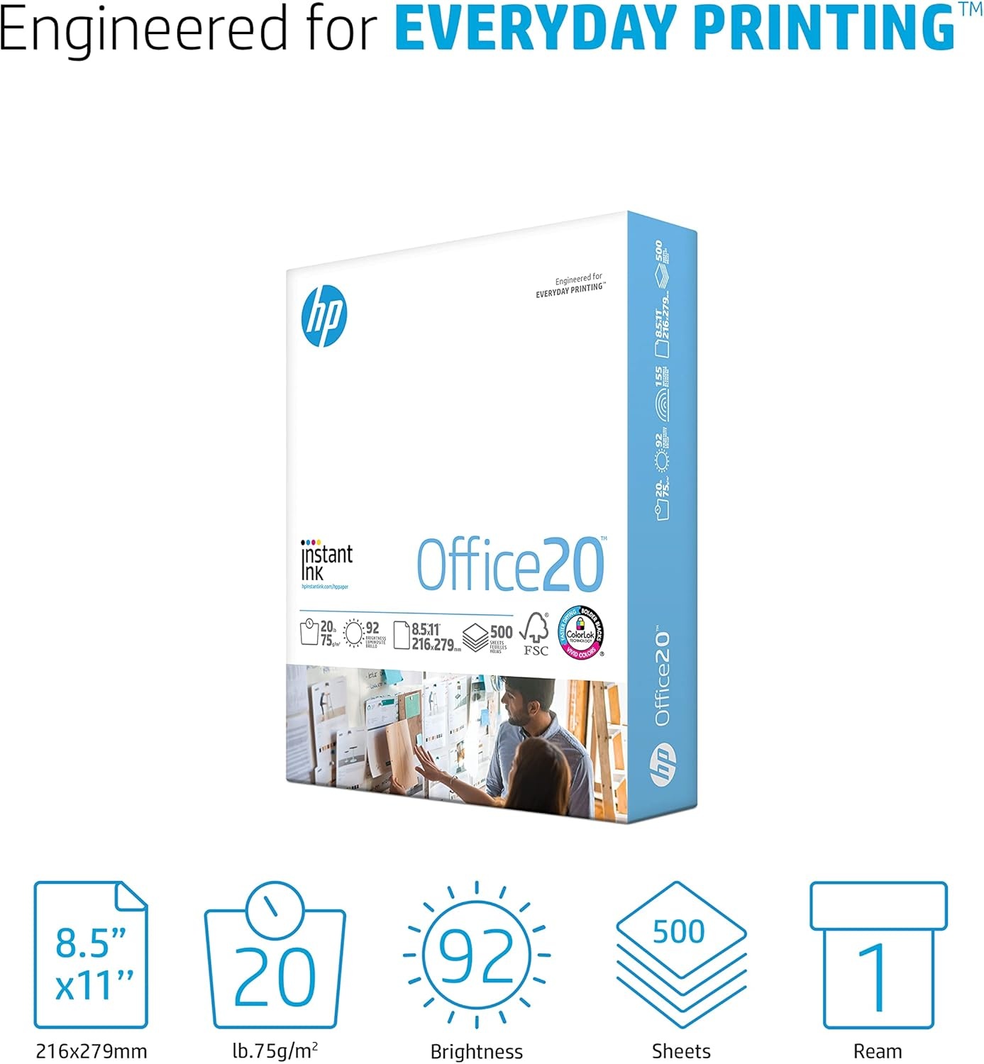 image:imageHP Printer Paper 85 x 11 Paper Office 20 lb 1 Pallet 40 Cartons 200000 Sheets 92 Bright Made in USA FSC Certified 112101P1 Ream 500 Sheets
