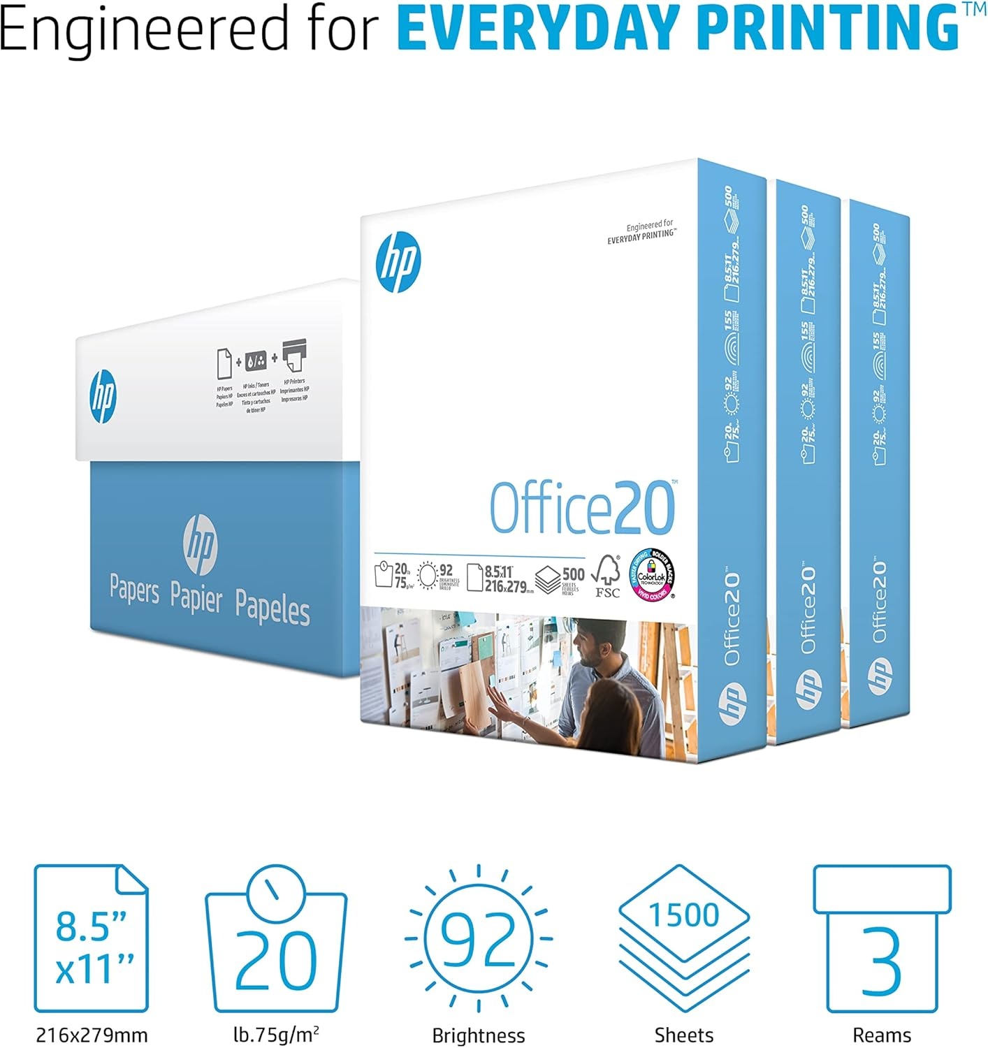 image:imageHP Printer Paper 85 x 11 Paper Office 20 lb 1 Pallet 40 Cartons 200000 Sheets 92 Bright Made in USA FSC Certified 112101P3 Ream 1500 Sheets