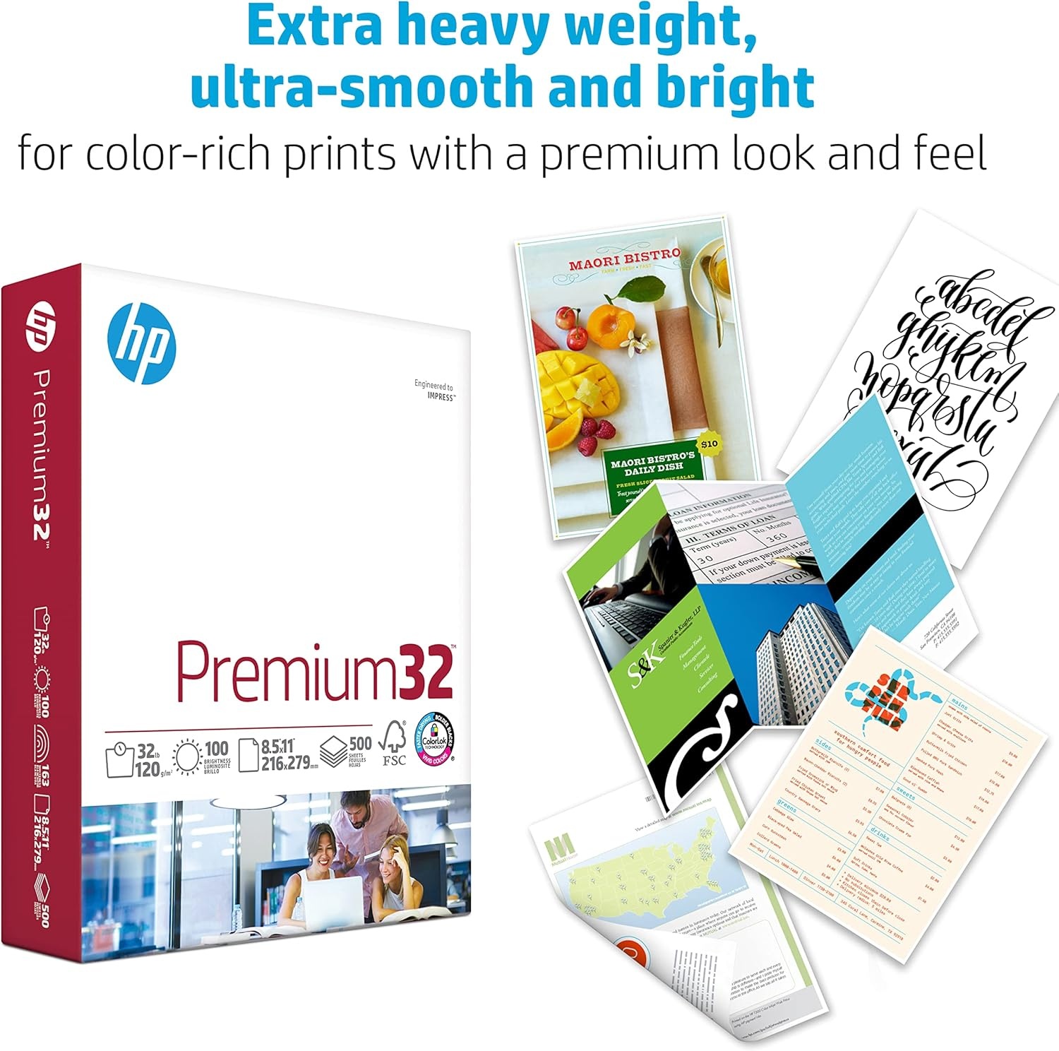 image:imageHP Printer Paper 85x11 Paper Premium 32 lb 1 Ream 250 Sheets 100 Bright Made in USA FSC Certified 113500R1 Pack 250 Sheets