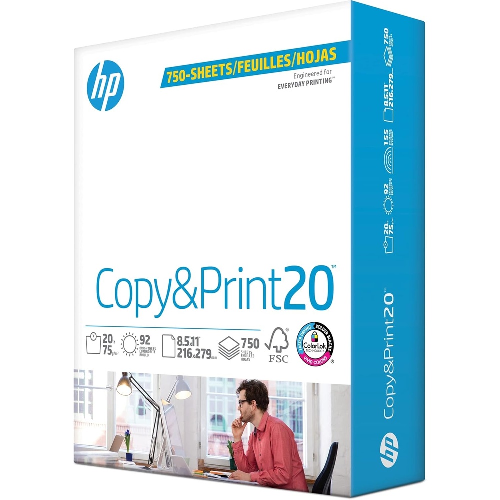 image:imageHP Papers Printer Paper 85 x 11 Paper Copy ampPrint 20 lb 80 Case Pallet 192000 Sheets 6 Pack Case 2400 Sheets FSC Certified 800350P200010P1 Pack 750 Sheets