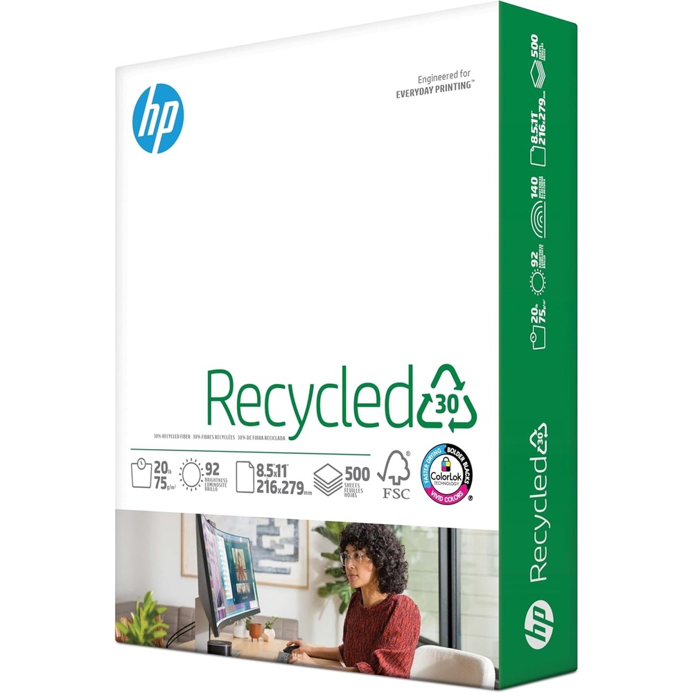 image:imageHP Printer Paper 85 x 11 Paper 30 Recycled Paper 40 Case Pallet 200000 Sheets 92 Bright Loading Dock Delivery Made in USA FSC Certified 112100PReam 500 Sheets