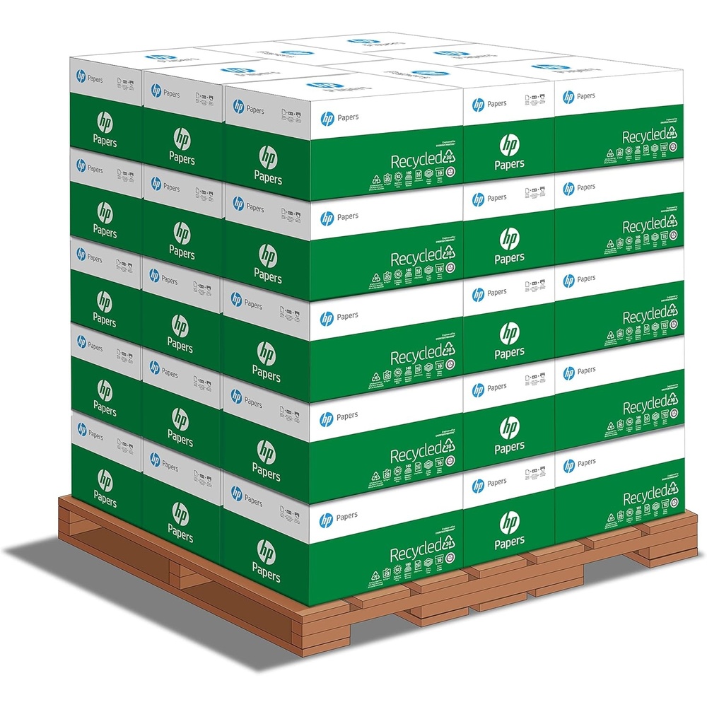 image:imageHP Printer Paper 85 x 11 Paper 30 Recycled Paper 40 Case Pallet 200000 Sheets 92 Bright Loading Dock Delivery Made in USA FSC Certified 112100PPallet 200000 Sheets