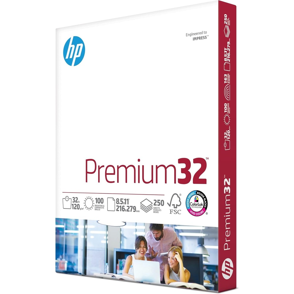 image:imageHP Printer Paper 85x11 Paper Premium 32 lb 1 Ream 250 Sheets 100 Bright Made in USA FSC Certified 113500R6 Pack 250 Sheets