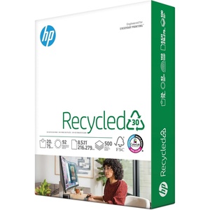 image:imageHP Printer Paper  85 x 11 Paper  30 Recycled Paper  40 Case Pallet  200000 Sheets  92 Bright Loading Dock Delivery  Made in USA  FSC Certified  112100PReam  500 Sheets